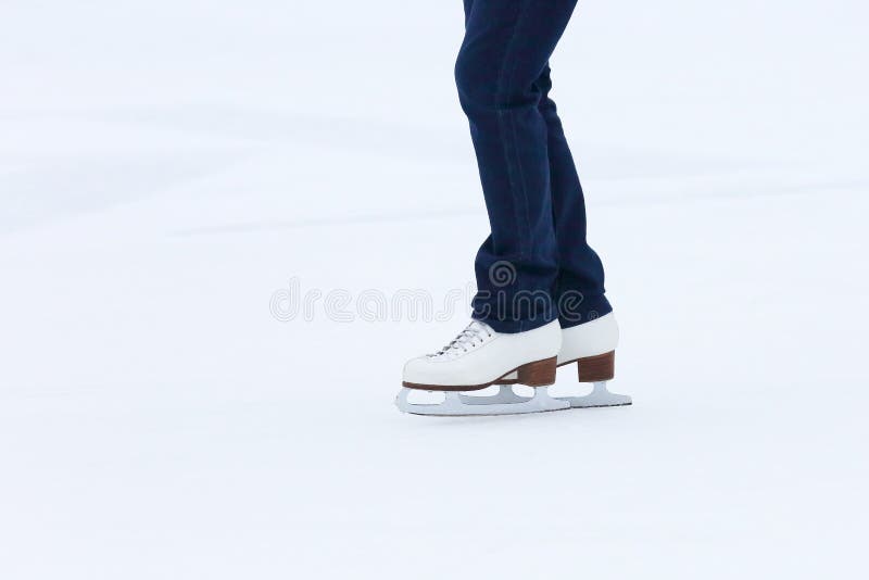 Feet Rolling on Skates Woman on the Ice Rink Stock Photo Image of