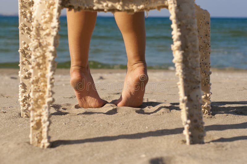 Feet on the hot sand stock photo. Image of holiday, rest 76505604