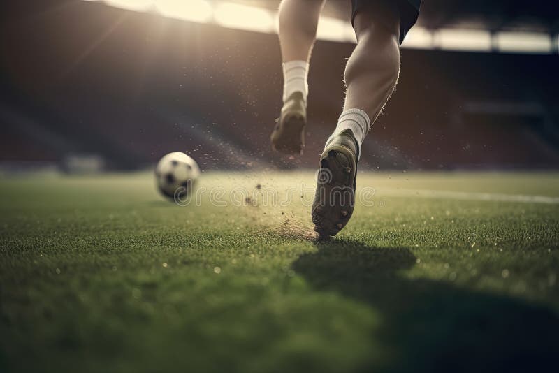 Feet with Soccer Boot Running on Soccer Field. Stock Illustration Illustration of player
