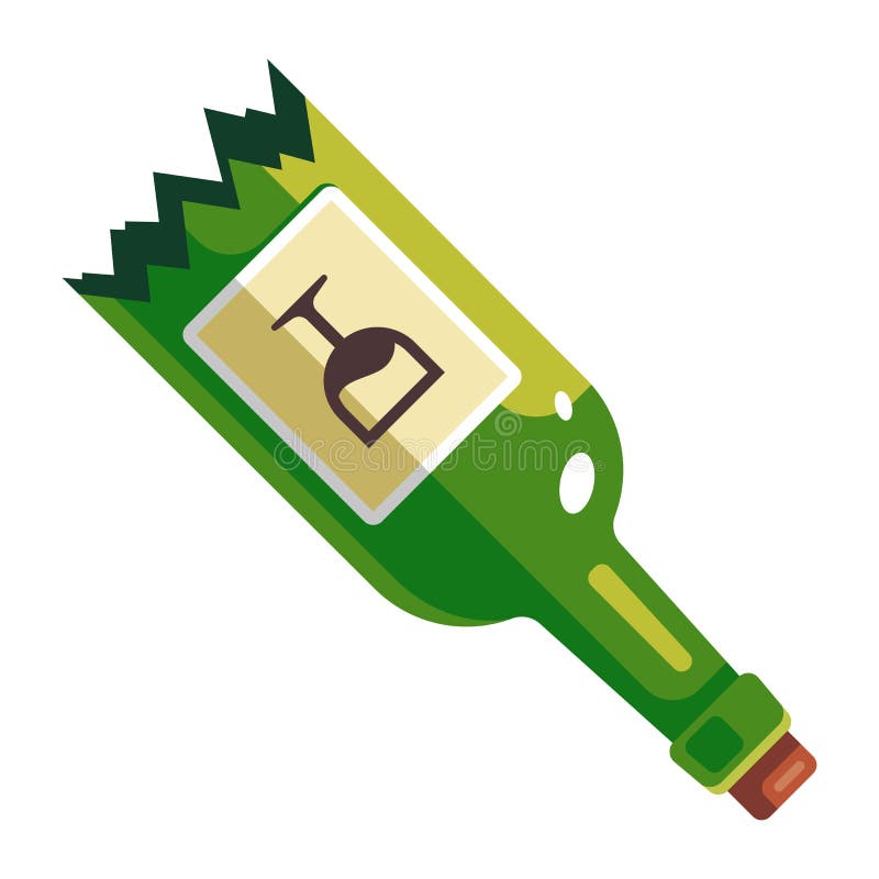 Fehlerhafte Green Flasche. scharfe Glasränder. vektor abbildung