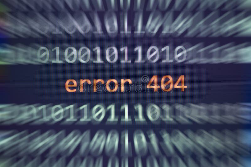 Fehlermeldung 404 auf der Anzeige-Bildschirm-Technologie Binärkodenummer Datenwarnung Netzwerk-Systemfehler-Software