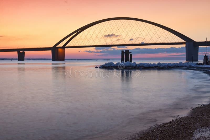Fehmarn Sound Bridge at Dusk Stock Photo Image of schleswig, fehmarn