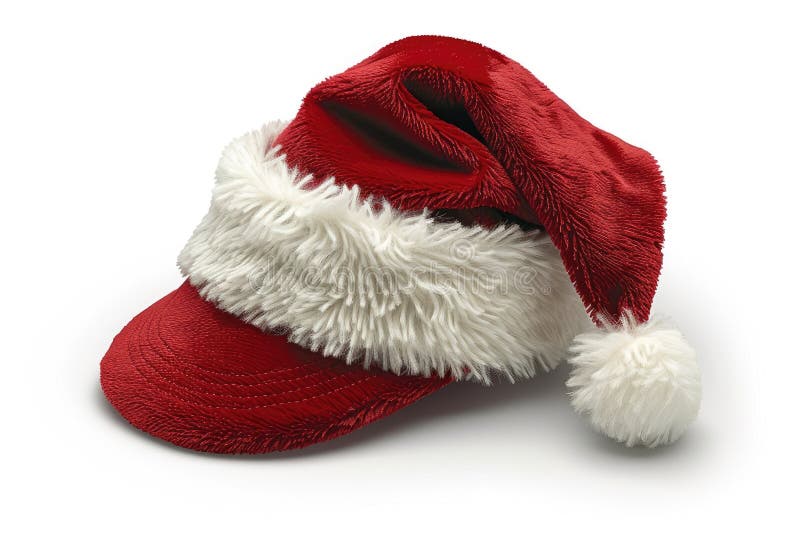 Feierliche Red Santa Hat Cap mit weißem Pelzwerk Perfekt für Weihnachten lizenzfreie abbildung