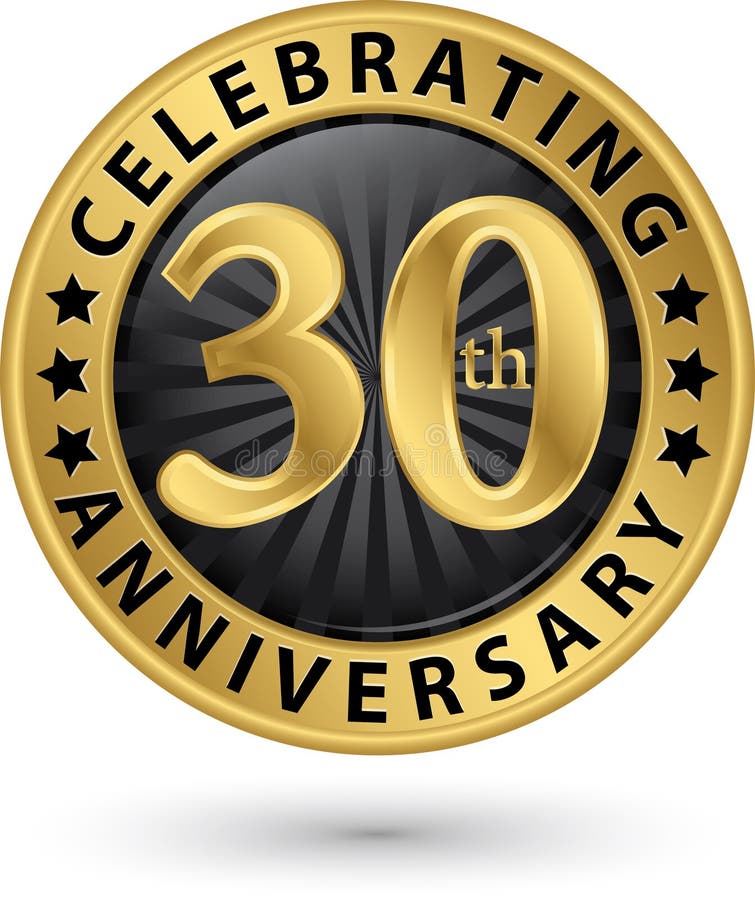 Celebrating 30th anniversary gold label, vector illustration. Celebrating 30th anniversary gold label, vector illustration