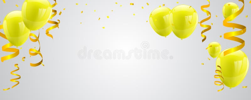 Feierparteifahne mit gelben Ballonen auf weißem Hintergrund vektor abbildung Feierparteifahne mit gelben Ballonen auf weißem Hintergrund vektor abbildung