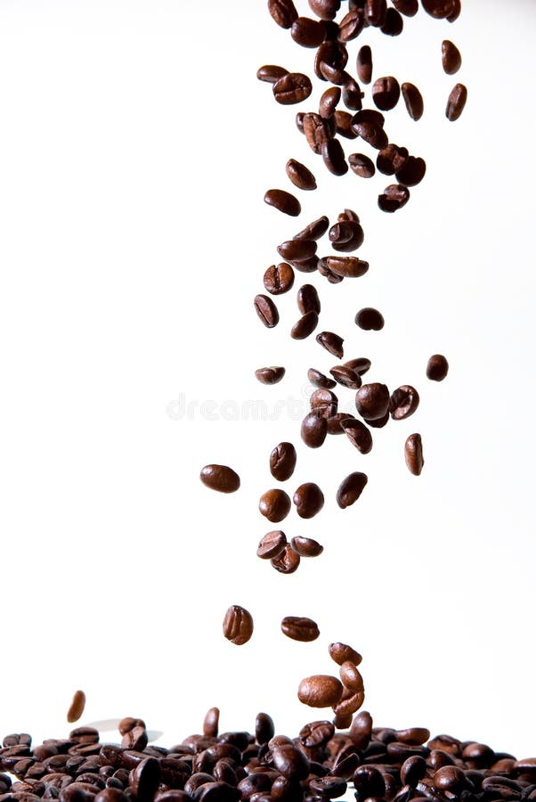 Grãos de café a cair imagem de stock royalty free