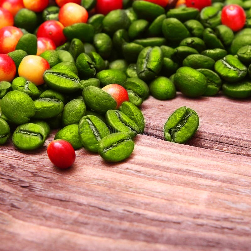 Grãos de café verde fotografia de stock