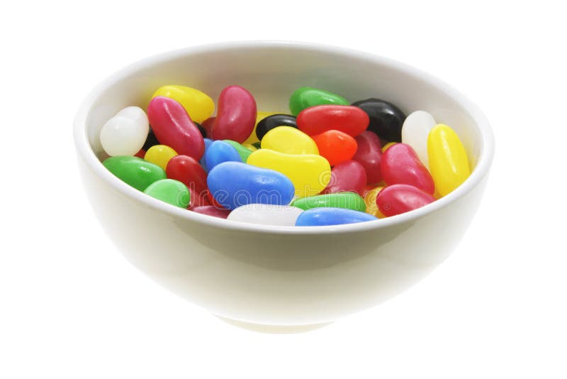 Feijões de geléia na bacia imagem de stock Feijões de geléia na bacia imagem de stock