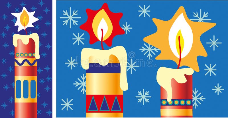 Fein verzierte Weihnachtsbrennende kerzen vektor abbildung