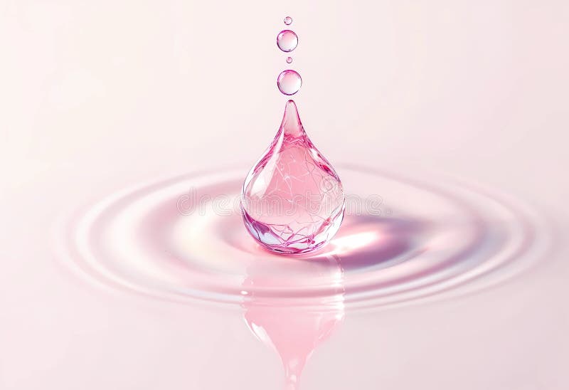 Feine rosa Tropfen erzeugen bei Sonnenaufgang in ruhigem Wasser Wellen. generative Hilfe vektor abbildung