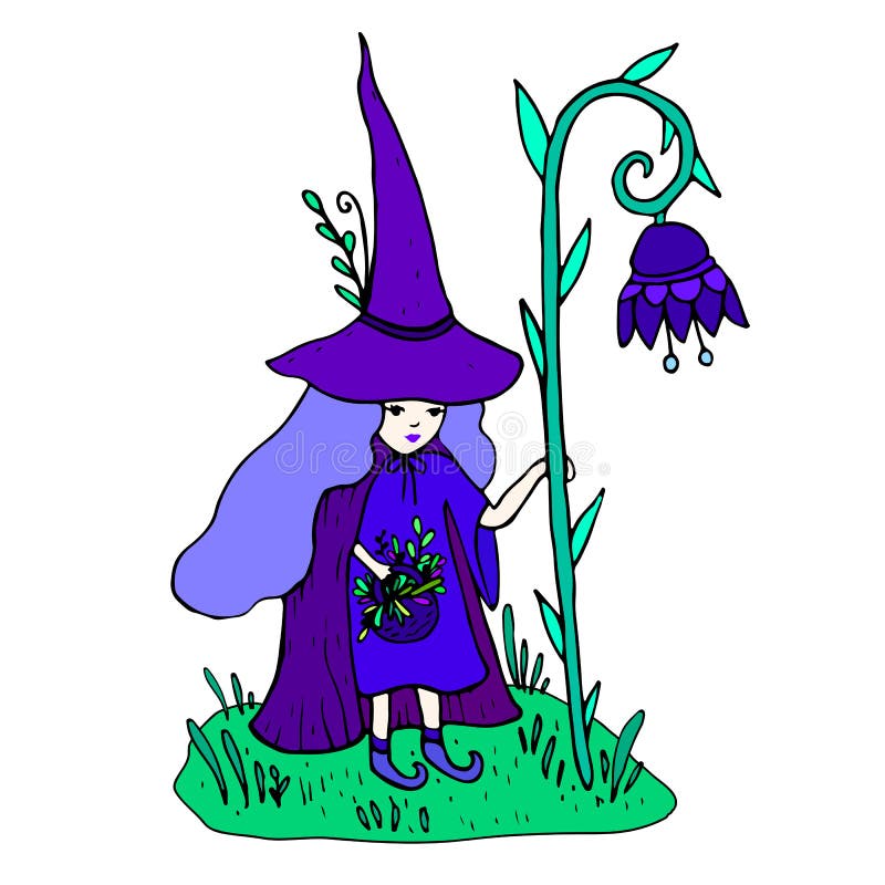 feiticeira pequena olorful com um pessoal sob a forma de uma flor ilustração do vetor feiticeira pequena olorful com um pessoal sob a forma de uma flor ilustração do vetor