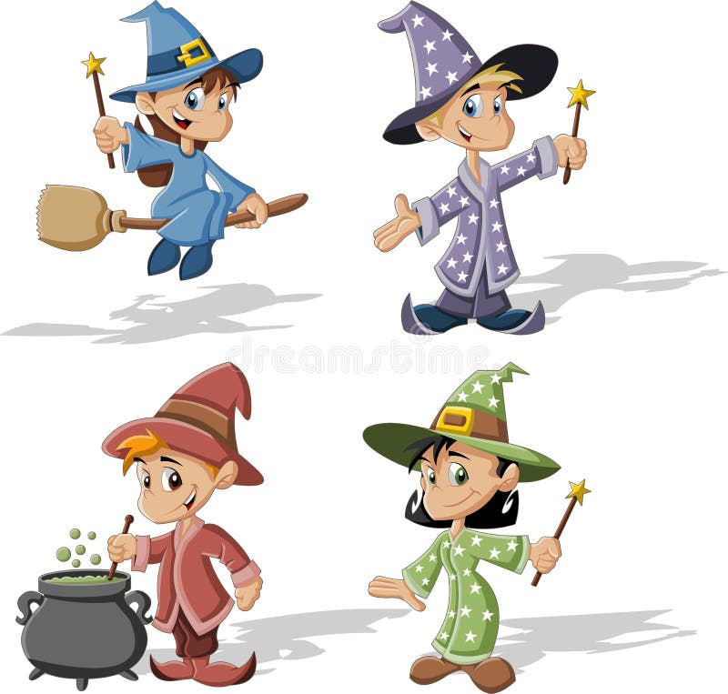 Feiticeiros dos desenhos animados ilustração stock Feiticeiros dos desenhos animados ilustração stock