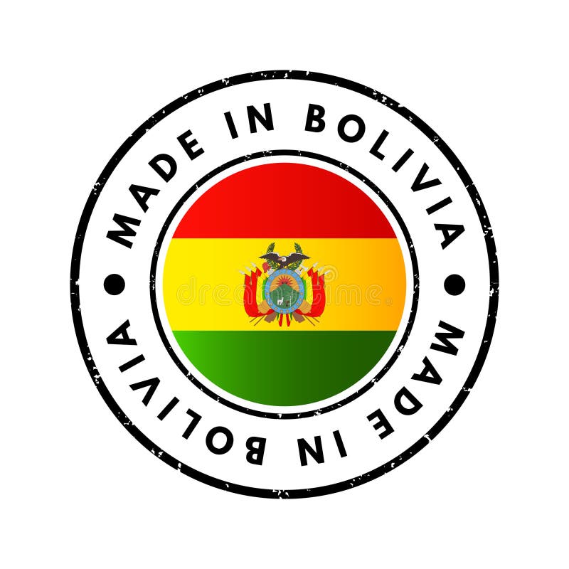 Feito em fundo do conceito de emblema de texto em bolivia ilustração stock