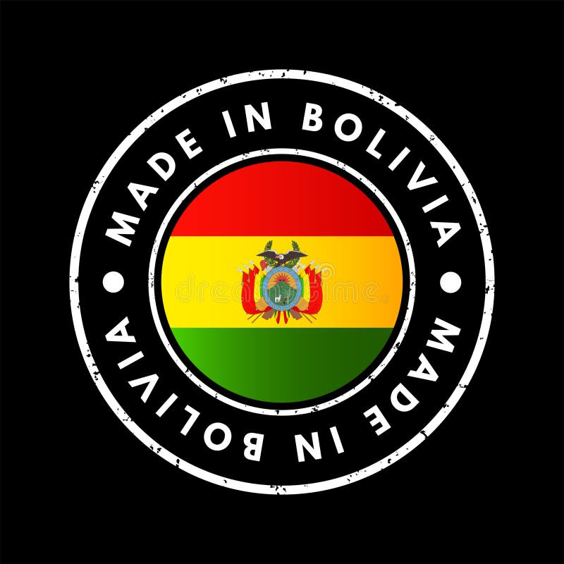 Feito em fundo do conceito de emblema de texto em bolivia ilustração do vetor