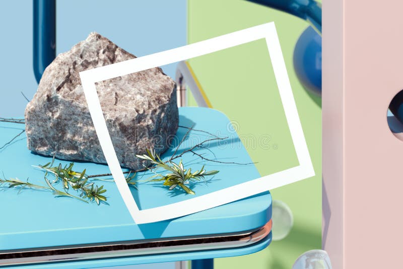 Feld auf mehrfarbigen geometrischen Zahlen und Gegenstandhintergrund Wiedergabe 3d stockbild