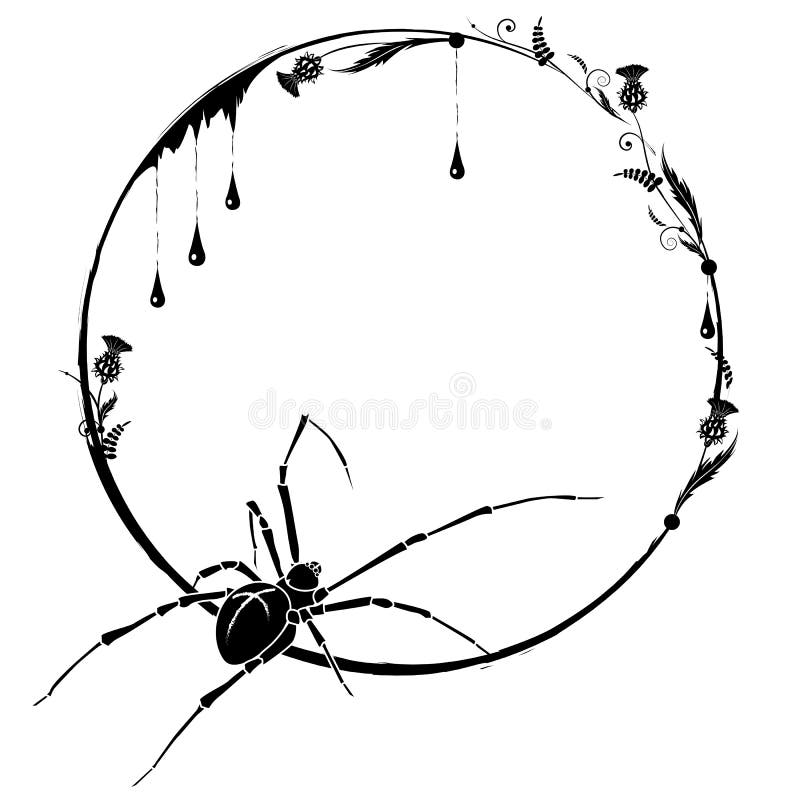 Feld mit Spinne und Distel stock abbildung Feld mit Spinne und Distel stock abbildung