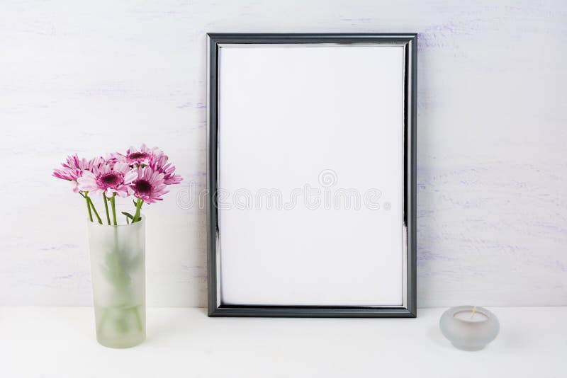 Feldmodell mit lila Gänseblümchen lizenzfreie stockbilder Feldmodell mit lila Gänseblümchen lizenzfreie stockbilder