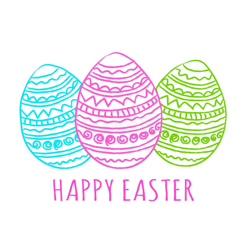 Felice biglietto di auguri per Pasqua con carini decorati con decorazioni di colore rosa verde verniciato a mano e uova di Pasqua illustrazione di stock Felice biglietto di auguri per Pasqua con carini decorati con decorazioni di colore rosa verde verniciato a mano e uova di Pasqua illustrazione di stock