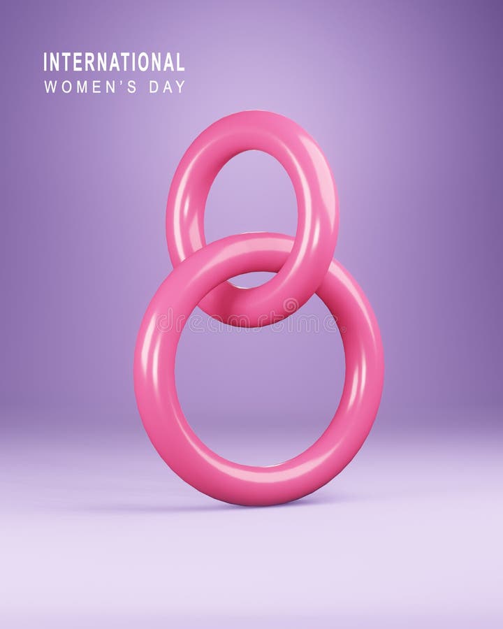 Felice contesto internazionale della giornata della donna Rendering 3D numerico in plastica 8 Simbolo della primavera di marzo, b royalty illustrazione gratis