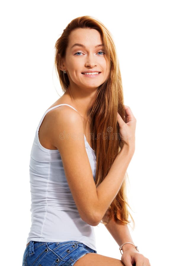 Felice e bella fotografie stock