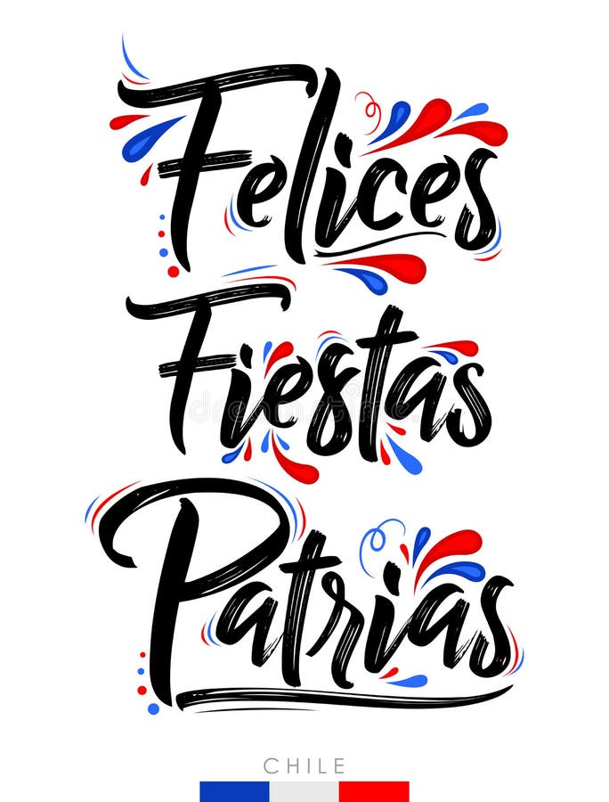 Felices fiestas patrias χαρούμενες εθνικές γιορτές ισπανικό κείμενο χιλιανό θέμα πατριωτικός εορτασμός. ελεύθερη απεικόνιση δικαιώματος