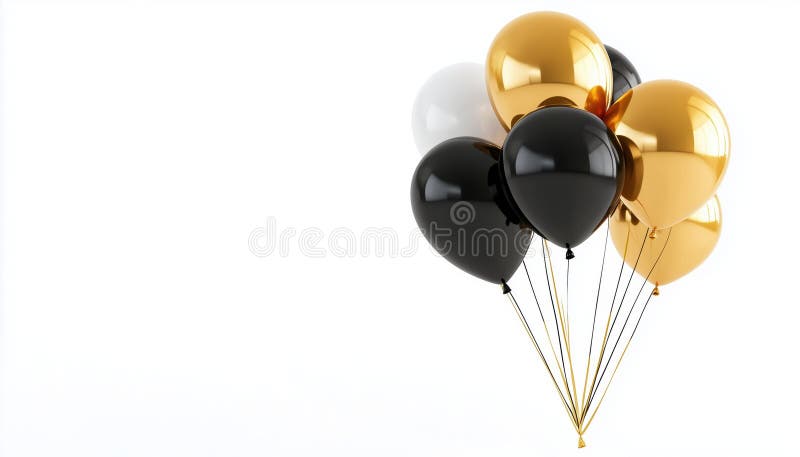 Felicitare De Ziua De Naștere Elegantă Cu Baloane Plutitoare De Aur Și Negru Pentru O Sărbătoare Elegantă royalty free stock image
