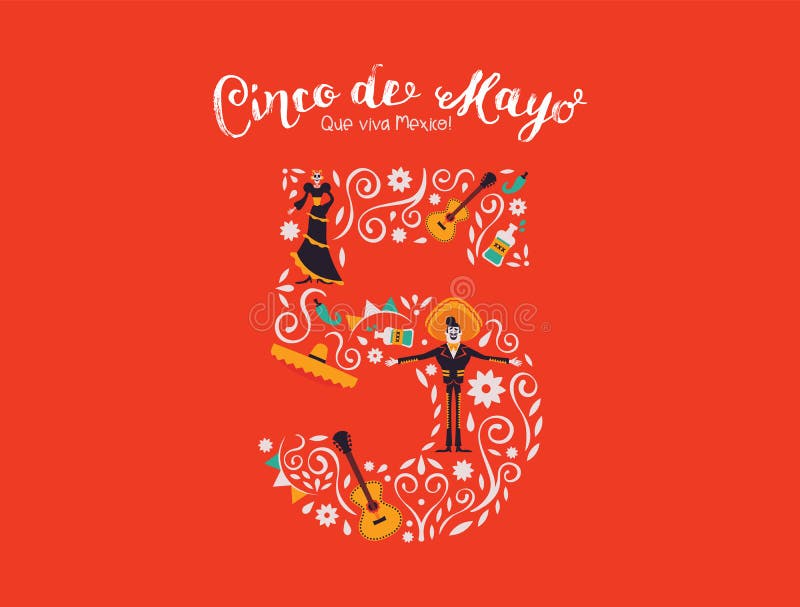 Felicitare fericită de Cinco de Mayo din 5 mai vector illustration