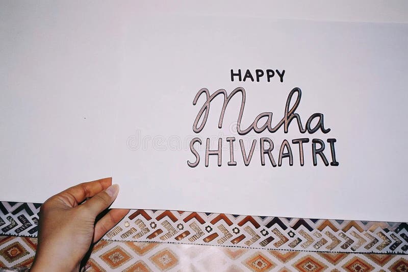 Felicitare Happy Maha Shivratri cu Shiva parvati English Calligraphy Abstract. creare cu Ai