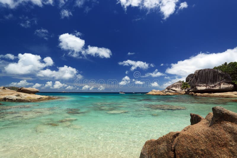 Felicite Island. Seychelles Stock Image Image of granite, blue 12565523