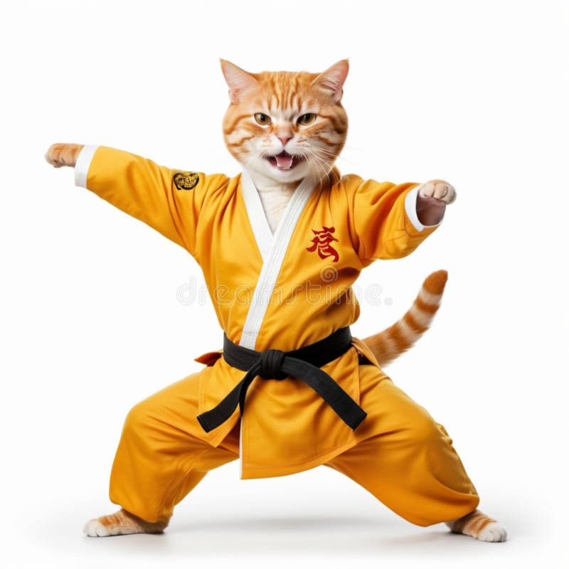 Shaolin Cat In Wushu Kung Fu Stance, Martial Art T-Shirt Shaolin Cat In Wushu Kung Fu Stance, Martial Art T-Shirt