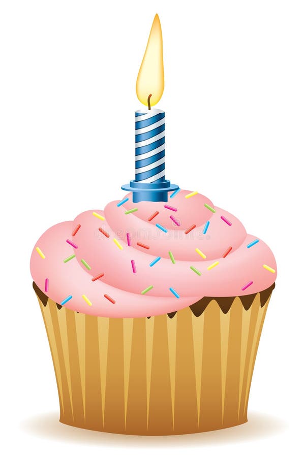 Happy Birthday. Cupcake With Candle Vector Image. Happy Birthday. Cupcake With Candle Vector Image.