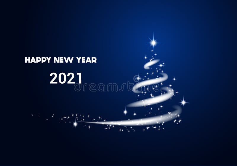 Feliz Ano Novo de 2021, fundo azul de Natal, nevasca com estrelas foto de stock
