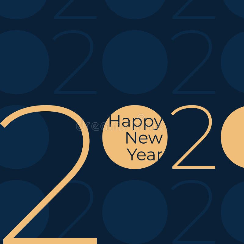 Feliz Ano Novo 2020 decoração de evento de festa Cartão de saudação Feriado 2020 dourado sobre fundo azul escuro Design de Ano No ilustração stock Feliz Ano Novo 2020 decoração de evento de festa Cartão de saudação Feriado 2020 dourado sobre fundo azul escuro Design de Ano No ilustração stock