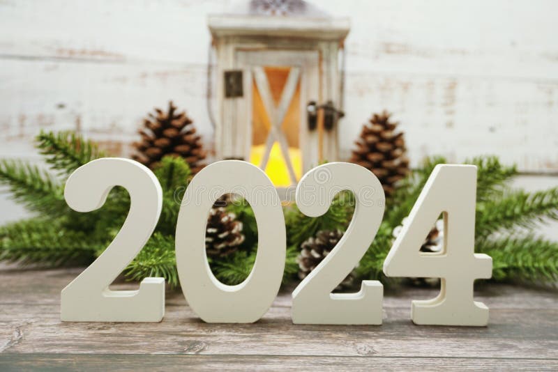 2024 Feliz Año Nuevo Con Linterna De Navidad Decorativo Sobre Fondo De