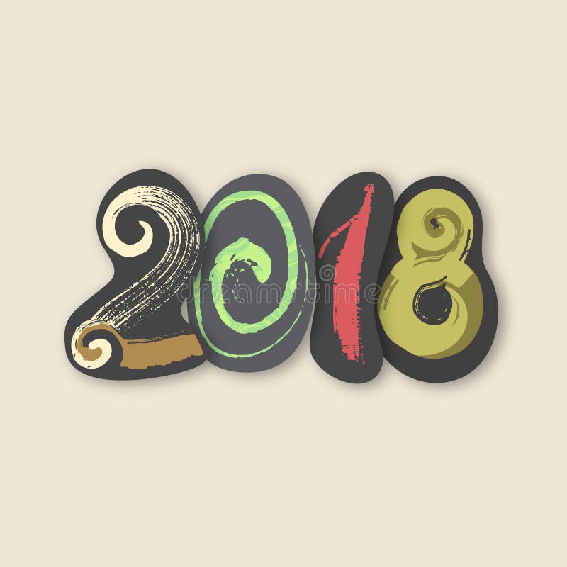 2018 Feliz Año Nuevo del perro Número texturizado Diseño descuidado creativo con las manchas, untos Estilo del Grunge deletreado ilustración del vector 2018 Feliz Año Nuevo del perro Número texturizado Diseño descuidado creativo con las manchas, untos Estilo del Grunge deletreado ilustración del vector