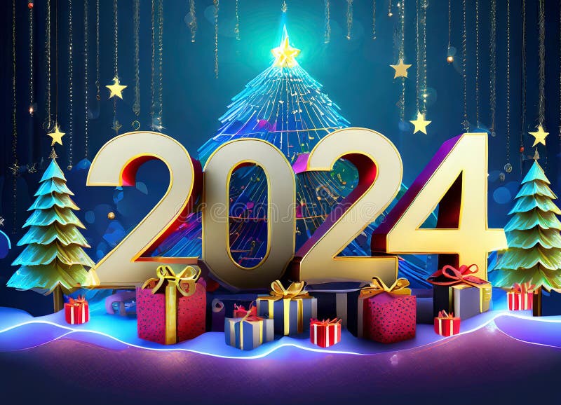 Feliz año nuevo 2024 feliz navidad. gráficos de equipo 2024 libre illustration
