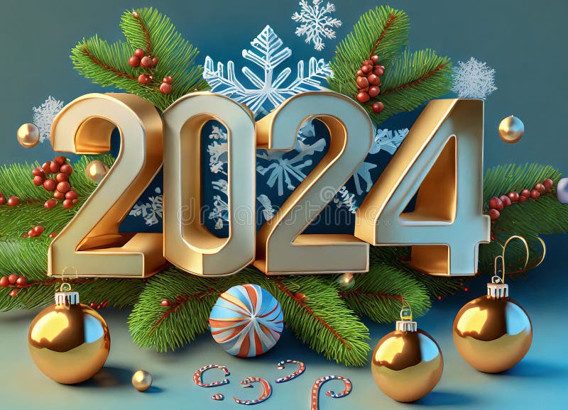 Feliz año nuevo 2024 feliz navidad. gráficos de equipo 2024 stock de ilustración