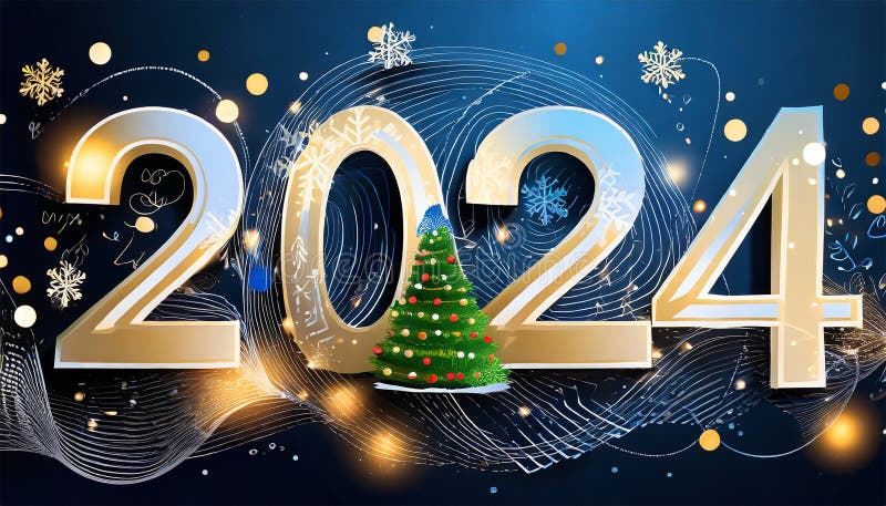 Feliz año nuevo 2024 feliz navidad. gráficos de equipo 2024 libre illustration