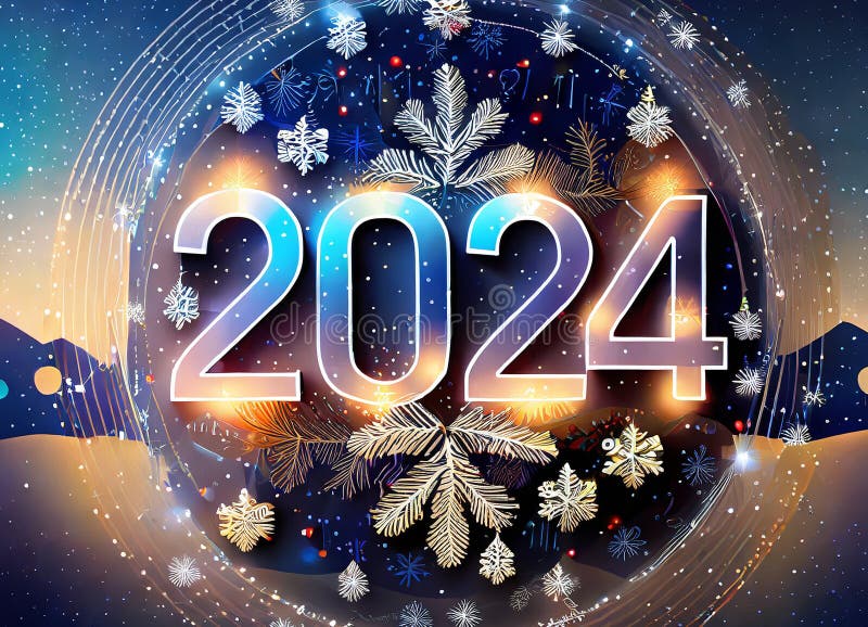Feliz año nuevo 2024 feliz navidad. gráficos de equipo 2024 stock de ilustración