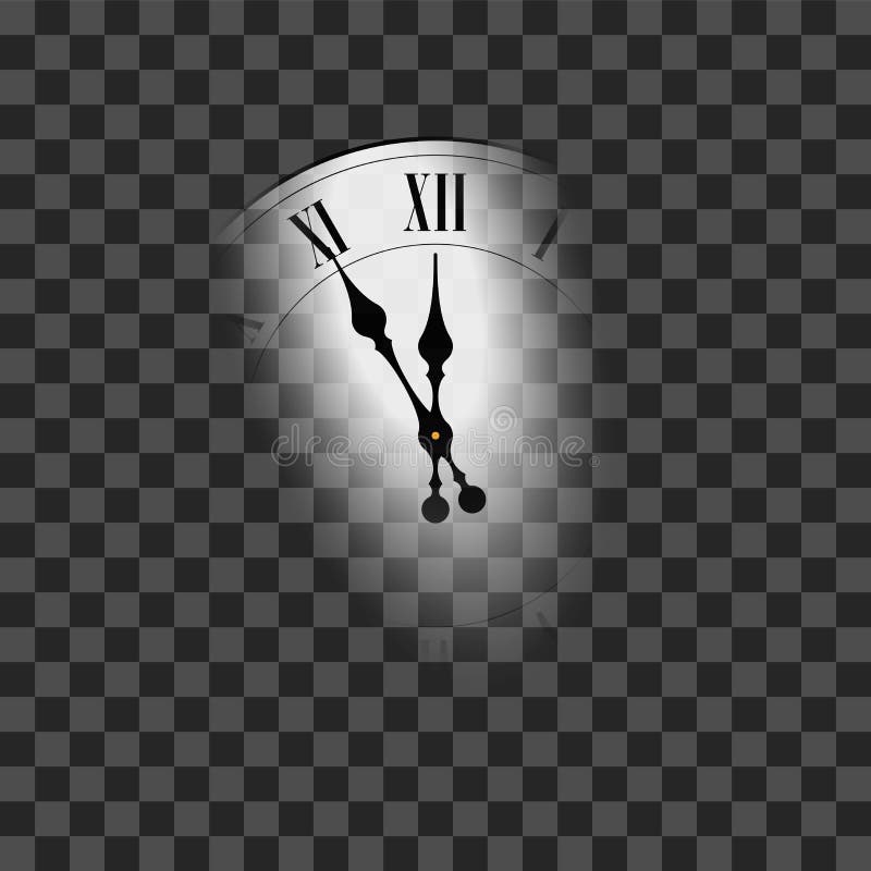 Feliz Año Nuevo 2020 Reloj blanco, flechas, aislado en fondo negro transparente Bandera de diseño borroso ilustración del vector Feliz Año Nuevo 2020 Reloj blanco, flechas, aislado en fondo negro transparente Bandera de diseño borroso ilustración del vector