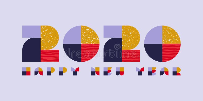Feliz cartão de boas-vindas do Ano Novo 2020 Números de textura vítrea com rabiscos abstratos e padrões em fundo roxo claro ilustração do vetor Feliz cartão de boas-vindas do Ano Novo 2020 Números de textura vítrea com rabiscos abstratos e padrões em fundo roxo claro ilustração do vetor