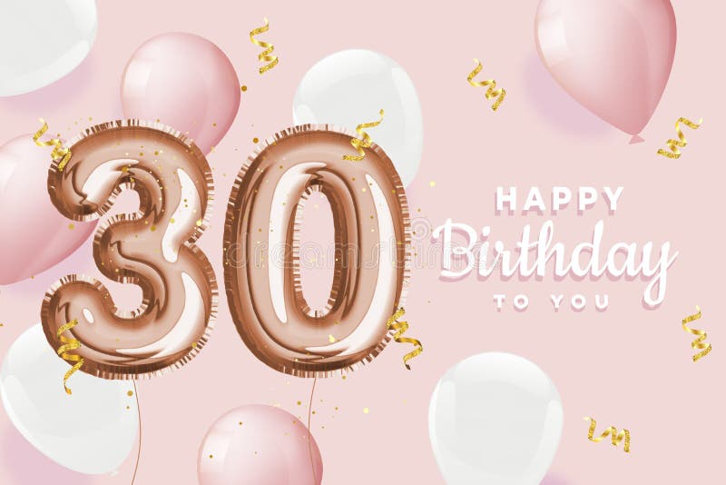 Felices 30 globos de cumpleaños con: ilustración de stock 1946974081