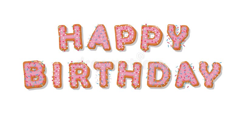 Feliz cumpleaños Letras dibujadas mano de la historieta de la galleta Diseño lindo en colores del rosa en colores pastel stock de ilustración Feliz cumpleaños Letras dibujadas mano de la historieta de la galleta Diseño lindo en colores del rosa en colores pastel stock de ilustración