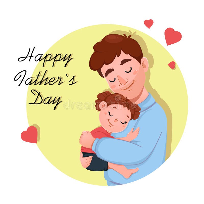 Feliz Día Del Padre. Hija Abraza a Su Padre Ilustración del Vector -  Ilustración de crianza, tarjeta: 218537117