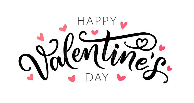 Feliz Día de San Valentín tarjeta de felicitación de texto dibujada a mano Ilustración del vector