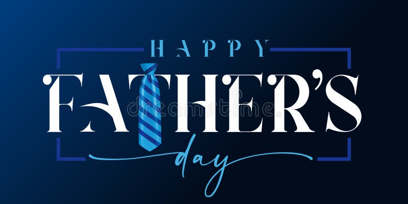 Feliz día del padre caligrafía blanca y corbata de rayas azules libre illustration