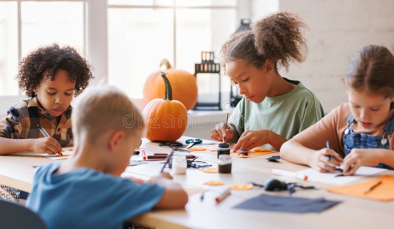 Família Jovem E Feliz, a Fantasia De Halloween Esculpindo Abóboras Juntas  No Quintal Foto de Stock - Imagem de junto, feliz: 231540666