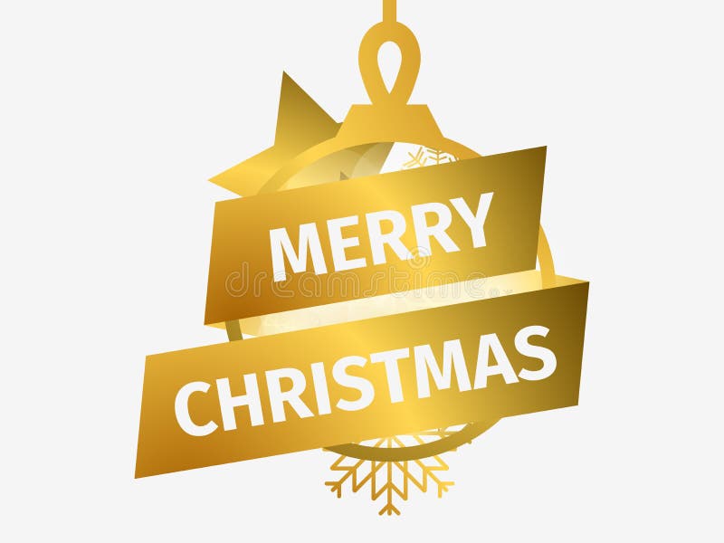 Feliz Natal Bola do Natal com estrela e flocos de neve Molde do projeto de cartão com inclinação do ouro Vetor ilustração do vetor Feliz Natal Bola do Natal com estrela e flocos de neve Molde do projeto de cartão com inclinação do ouro Vetor ilustração do vetor