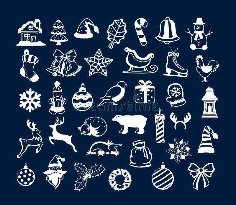 Feliz Natal do inverno e elementos da decoração dos objetos do ano novo feliz ilustração do vetor Feliz Natal do inverno e elementos da decoração dos objetos do ano novo feliz ilustração do vetor