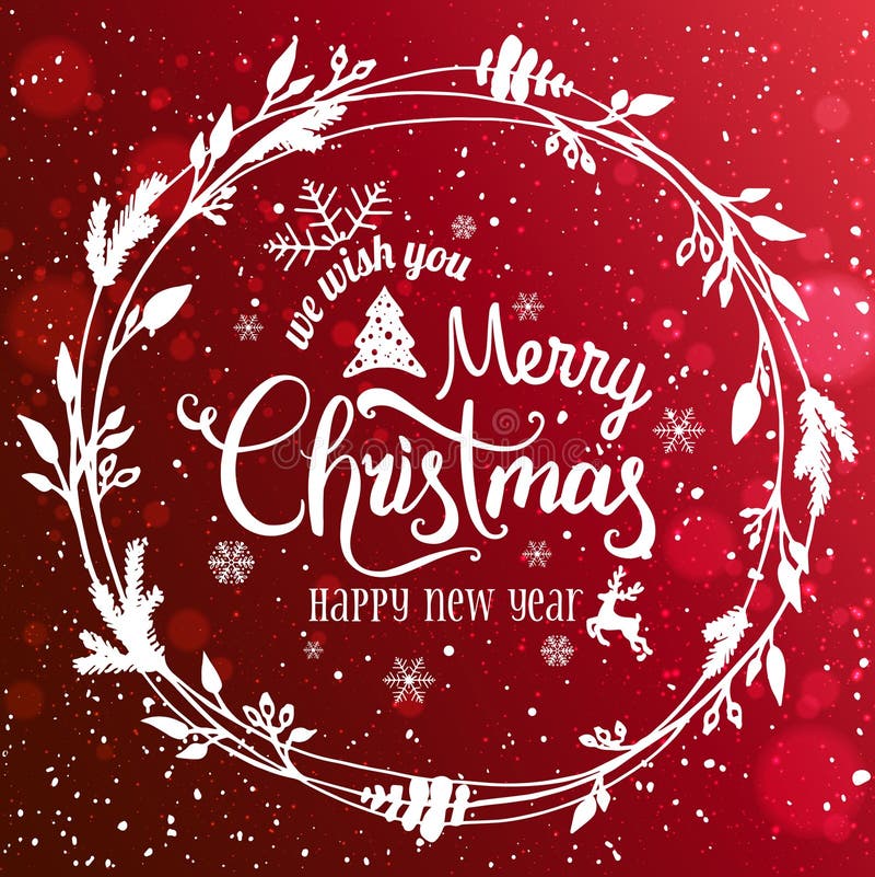 Feliz Natal e ano novo tipográficos no Natal backgrMerry do feriado vermelho e ano novo tipográfico no fundo vermelho ilustração royalty free Feliz Natal e ano novo tipográficos no Natal backgrMerry do feriado vermelho e ano novo tipográfico no fundo vermelho ilustração royalty free